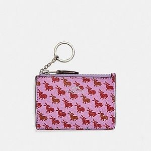 Coach Purple w/ Bunny Print Zipper Card Case